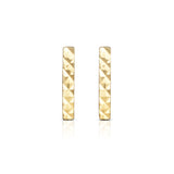 14K Gold Diamond Cut Bar Stud Earring