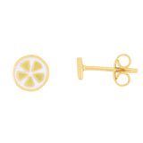 14K Lemon Wedge Enamel Earrings