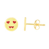 14K Heart Eyes Emoji Enamel Earrings