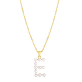 14K Pearl E Initial Necklace