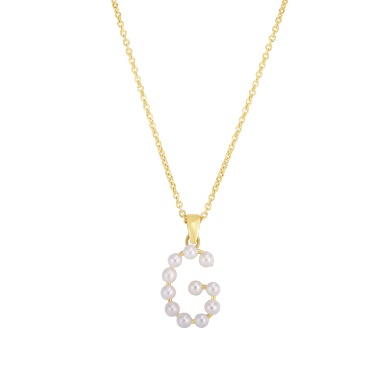 14K Pearl G Initial Necklace