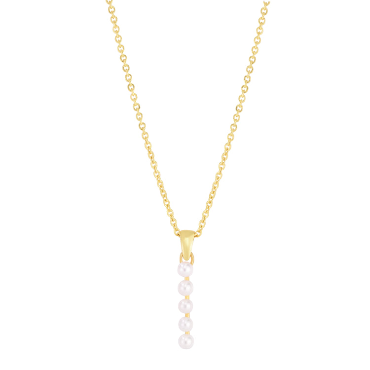 14K Pearl I Initial Necklace