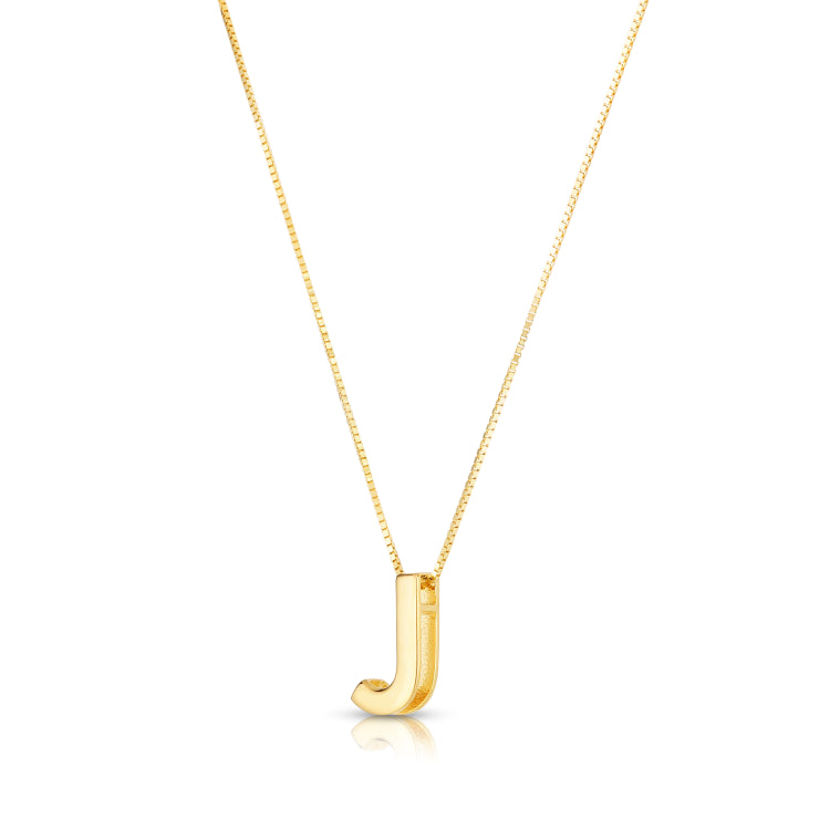14K Gold Block Letter Initial J Necklace