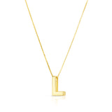 14K Gold Block Letter Initial L Necklace