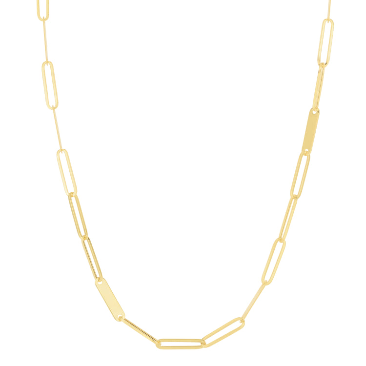 14K Paperclip Bar Fashion Chain Necklace