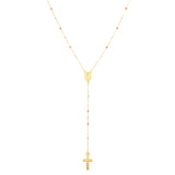 14K Tri-Color Gold Rosary Inspired Necklace