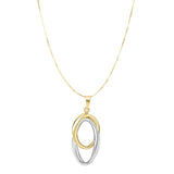 14K Two-Tone Gold Polished Interlocking Oval Necklace