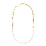14K Gold Link And Pearl Necklace