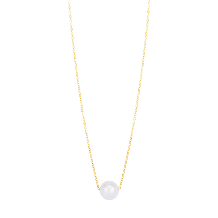 14K Pearl Necklace Solitaire