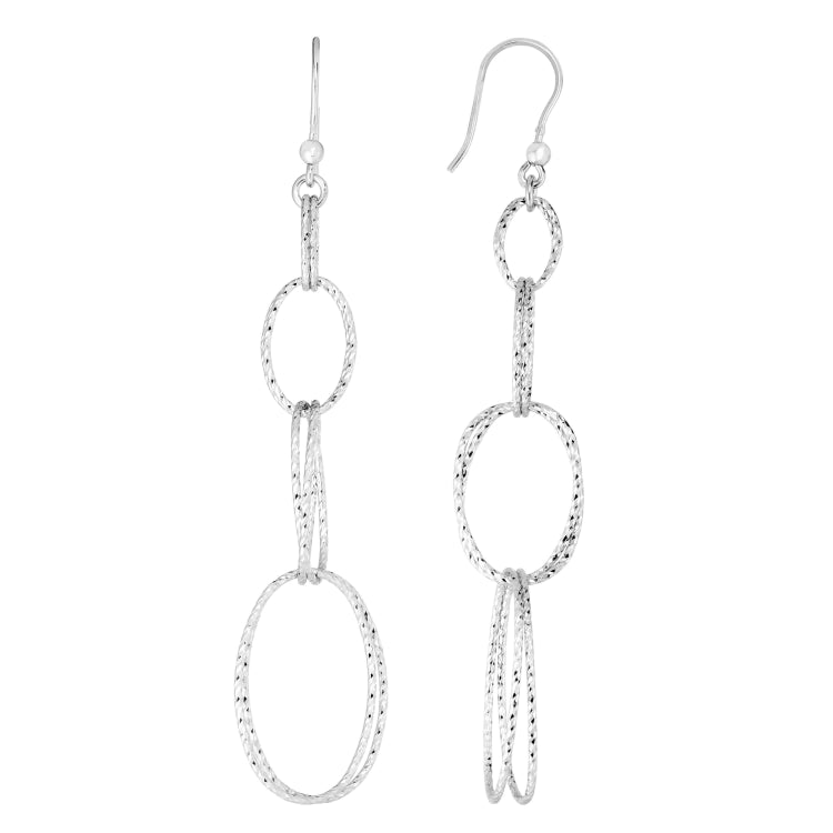 Silver Four Station Oval Drop Earring