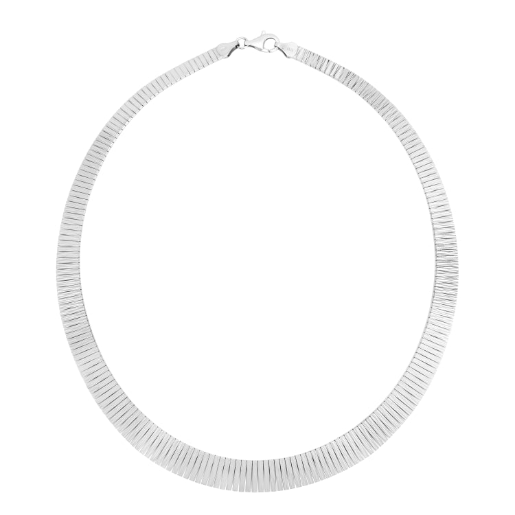 Silver Linear Diamond Cut Cubetto Necklace