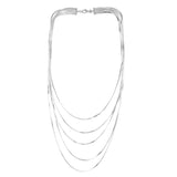 Silver Flat Chain Multistrand Necklace