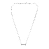 Silver Black Cz Paperclip Necklace