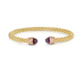 14K Gold Popcorn Gemstone Cuff With Diamonds