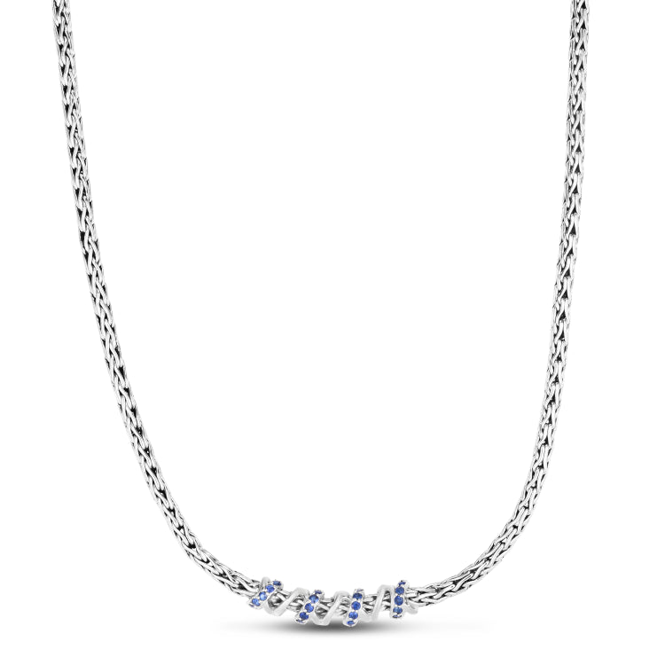 Woven Spiral Blue Sapphire Necklace