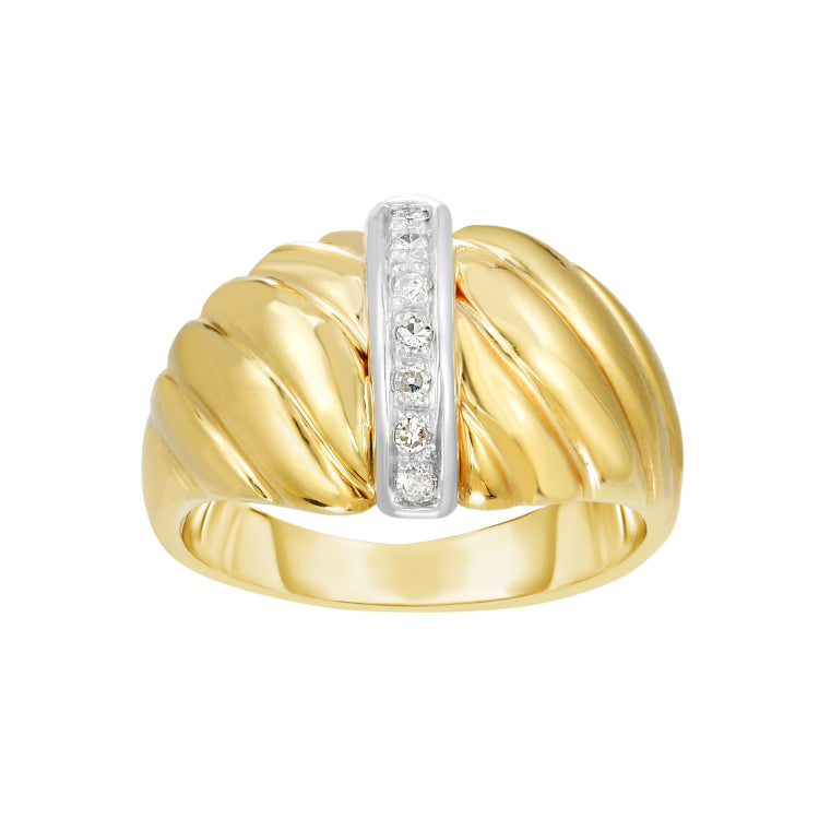14K Gold Diamond Bar Sculpted Ring