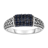 Sterling Silver Sapphire Woven Ring