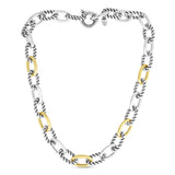 Paperclip Cable Link Necklace In Silver & 18K Gold