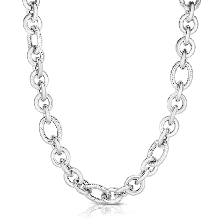 Sterling Silver Italian Cable Bold Link Necklace