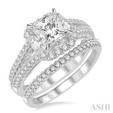 1 1/3 Ctw Diamond Bridal Set with 1 1/6 Ctw Princess Cut Engagement Ring and 1/6 Ctw Wedding Band in 14K White Gold