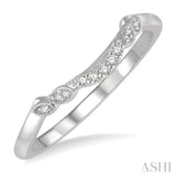 1/20 Ctw Floral Lattice Shank Round Cut Diamond Wedding Band in 14K White Gold