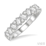 5/8 Ctw Zigzag Baguette and Round Cut Diamond Ring in 14K White Gold