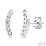 1/10 Ctw Arc Round Cut Diamond Petite Fashion Stud Earring in 10K White Gold