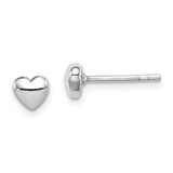 Sterling Silver Rhodium-plated Polished Heart Post Earrings