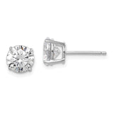 Sterling Silver Rhodium-plated Polished Round 7mm CZ Stud Earrings