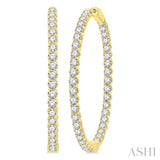 7 ctw Interior & Exterior Embellishment Round Cut Diamond Fashion 1 3/4 Inch Hoop Earring in 14K Yellow Gold