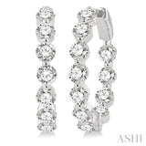 5 ctw Interior and Exterior Bezel Set Round Cut Diamond Fashion Hoop Earring in 14K White Gold