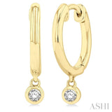 1/10 ctw Petite Bezel Drop Round Cut Diamond Fashion Huggies in 10K Yellow Gold